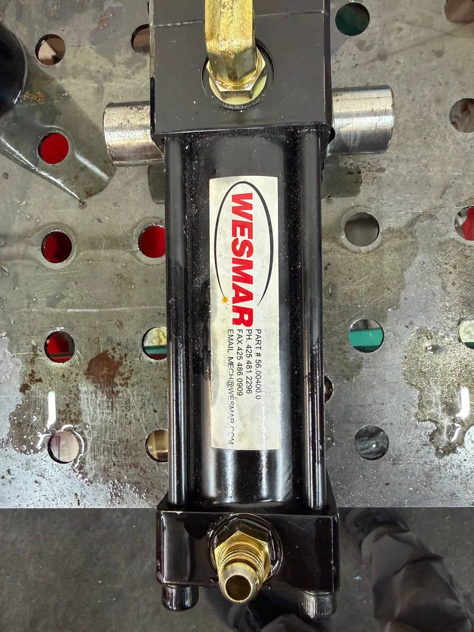 WESMAR-labeled marine hydraulic component on a work surface